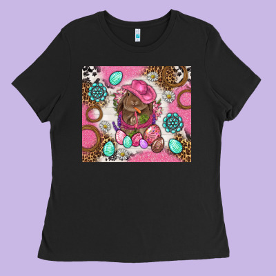 Cowboy Bunny Easter Tumbler Ladies Tee Designed By Bundleandbundleshop