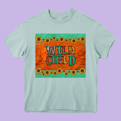 Western Wild Child Heavy Core Tee Designed By Jasminsmagicworld