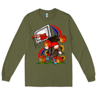 Army Green Basketball Gnome Long Sleeve Tee - CowhideDigitalArt