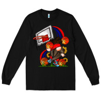 Black Basketball Gnome Long Sleeve Tee - CowhideDigitalArt