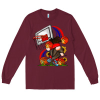 Burgundy Basketball Gnome Long Sleeve Tee - CowhideDigitalArt