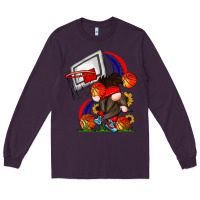Plum Basketball Gnome Long Sleeve Tee - CowhideDigitalArt