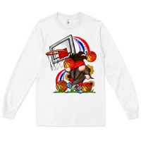 White Basketball Gnome Long Sleeve Tee - CowhideDigitalArt