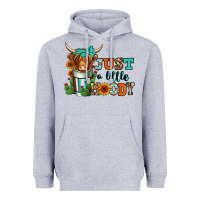 Heather Grey just a little moody coffee cup long haired cow Heavyweight Hoodie - Jasminsmagicworld