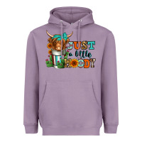 Lavender just a little moody coffee cup long haired cow Heavyweight Hoodie - Jasminsmagicworld