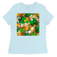 Baby Blue St. Patricks day hat digital paper Ladies Tee - BundleAndBundleShop