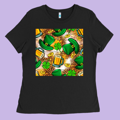 St. Patricks Day Hat Digital Paper Ladies Tee Designed By Bundleandbundleshop