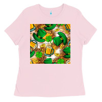 Bubblegum Pink St. Patricks day hat digital paper Ladies Tee - BundleAndBundleShop