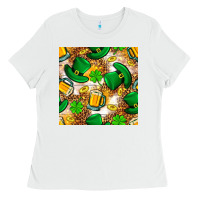 White St. Patricks day hat digital paper Ladies Tee - BundleAndBundleShop