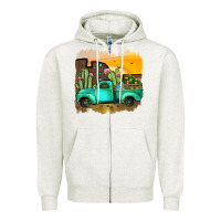 Oatmeal Heather truck Zipper Hoodie - JahusDesignShop