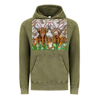 Vintage Olive easter cow Vintage Hoodie - CowhideDigitalArt