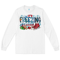 White It's Freezing Season Long Sleeve Tee - CowhideDigitalArt