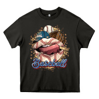 Asphalt Baseball lips Heavy Core Tee - HowdyJamesFarm