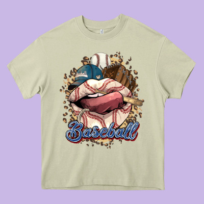 Baseball Lips Heavy Core Tee Designed By Howdyjamesfarm