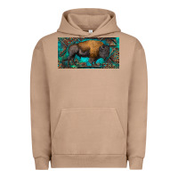 Pigment Burro Bison with leopard and turquoise Urban Hoodie - RanaPortraitStore