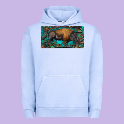 Bison With Leopard And Turquoise Urban Hoodie Designed By Ranaportraitstore
