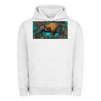 Pigment Lunar Rock Bison with leopard and turquoise Urban Hoodie - RanaPortraitStore