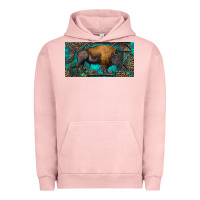 Pigment Salmon Bison with leopard and turquoise Urban Hoodie - RanaPortraitStore