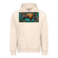 Sandshell Bison with leopard and turquoise Urban Hoodie - RanaPortraitStore