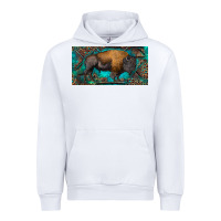 White Bison with leopard and turquoise Urban Hoodie - RanaPortraitStore