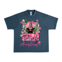 Midnight Navy Pink Christmas Truck Gnome Urban Heavy Tee - FaDigitalArtStudio