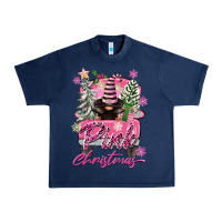 Navy Pink Christmas Truck Gnome Urban Heavy Tee - FaDigitalArtStudio