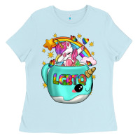 Baby Blue LGBTQ Unicorn And Narwhal Mug Ladies Tee - BundleAndBundleShop