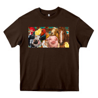 Chocolate Brown Farm animals with aztec Heavy Core Tee - RanaPortraitStore