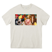 Cream Farm animals with aztec Heavy Core Tee - RanaPortraitStore