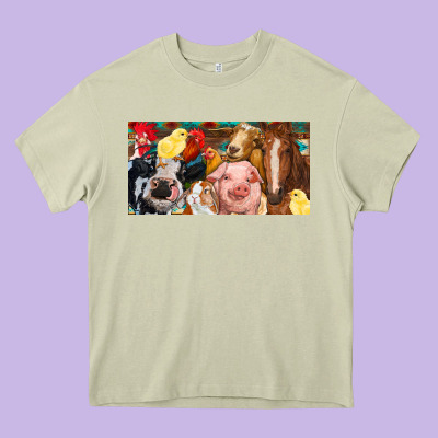 Farm Animals With Aztec Heavy Core Tee Designed By Ranaportraitstore