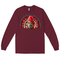 Burgundy Christmas Gnome Long Sleeve Tee - CowhideDigitalArt