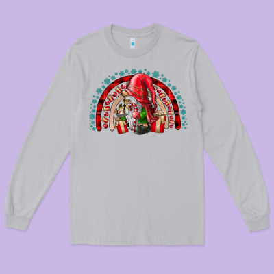 Christmas Gnome Long Sleeve Tee Designed By Cowhidedigitalart