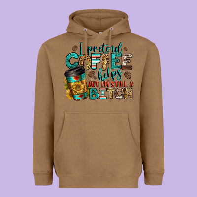 I Pretend Coffee Helps But I'm Still A Bitch Heavyweight Hoodie Designed By Jasminsmagicworld