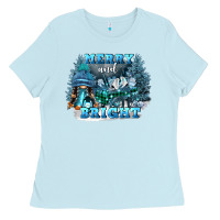 Baby Blue merry and bright Ladies Tee - FaDigitalArtStudio