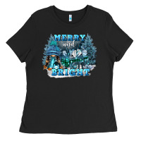 Black merry and bright Ladies Tee - FaDigitalArtStudio