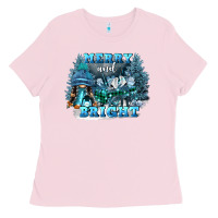 Bubblegum Pink merry and bright Ladies Tee - FaDigitalArtStudio
