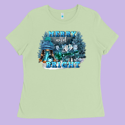 Merry And Bright Ladies Tee Designed By Fadigitalartstudio
