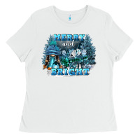 White merry and bright Ladies Tee - FaDigitalArtStudio