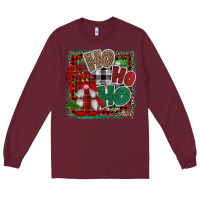 Burgundy Ho Ho Ho Gnomes Long Sleeve Tee - CowhideDigitalArt