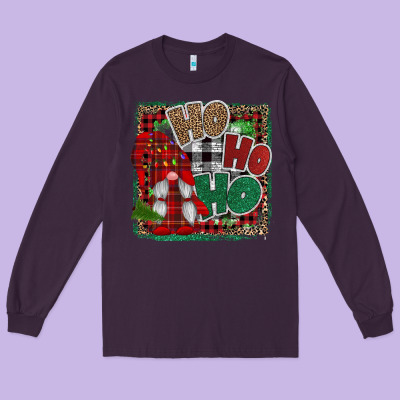 Ho Ho Ho Gnomes Long Sleeve Tee Designed By Cowhidedigitalart