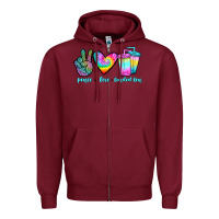 Burgundy peace love loaded tea Zipper Hoodie - JahusDesignShop