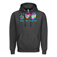 Charcoal Heather peace love loaded tea Zipper Hoodie - JahusDesignShop