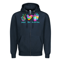Navy peace love loaded tea Zipper Hoodie - JahusDesignShop
