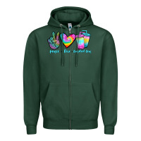 Sports Green peace love loaded tea Zipper Hoodie - JahusDesignShop
