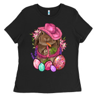 Black Cowboy Rabbit Easter Ladies Tee - BundleAndBundleShop