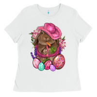 White Cowboy Rabbit Easter Ladies Tee - BundleAndBundleShop