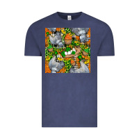 Vintage Denim St. Patricks Chicken With Cupcake Leopard Vintage Tee - FaDigitalArtStudio