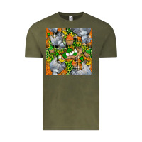 Vintage Olive St. Patricks Chicken With Cupcake Leopard Vintage Tee - FaDigitalArtStudio