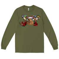 Army Green Joy Longhorn Long Sleeve Tee - CowhideDigitalArt