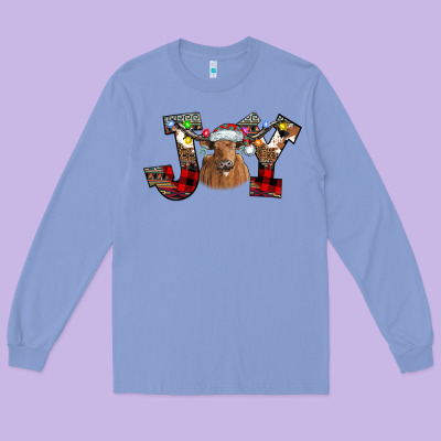 Joy Longhorn Long Sleeve Tee Designed By Cowhidedigitalart